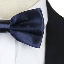 1 件男士纯色双层领结，商务正装西装领结，适合新郎伴郎婚礼，1200 针面料男士领带 - 藏蓝色 - 查看 2