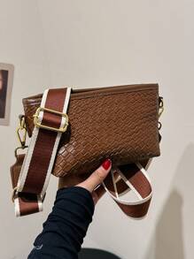 Broadband Crocodile Pattern Simple Fashionable Casual Versatile Large Capacity Crossbody Bag For School, Daily & Work - Brown - View 8