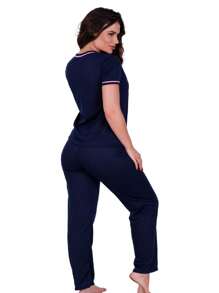 Kit 3 Pijamas Americano Gola V Inverno Amamentação com Botões