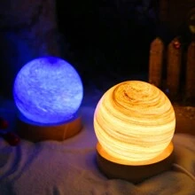 1入星球玻璃燈日落桌燈氛圍彩虹燈漫遊星球夜燈臥室床頭燈生日禮物 - 彩色 - 查看 1