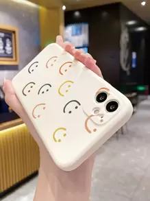 1个多色条纹笑脸图案米色手机壳，兼容苹果/三星/小米/红米/vivo/OPPO A16，国际版，非国内版 - 米色 - 查看 3