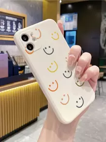 1个多色条纹笑脸图案米色手机壳，兼容苹果/三星/小米/红米/vivo/OPPO A16，国际版，非国内版 - 米色 - 查看 4
