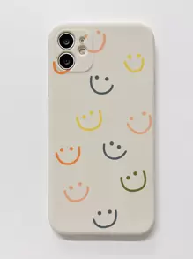 1个多色条纹笑脸图案米色手机壳，兼容苹果/三星/小米/红米/vivo/OPPO A16，国际版，非国内版 - 米色 - 查看 2