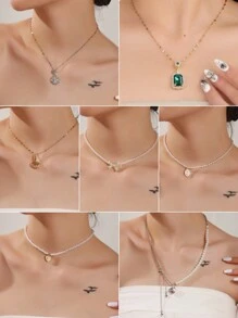 1pc And Fashionable Stainless Steel Pendant Butterfly Necklace - Multicolor - View 1