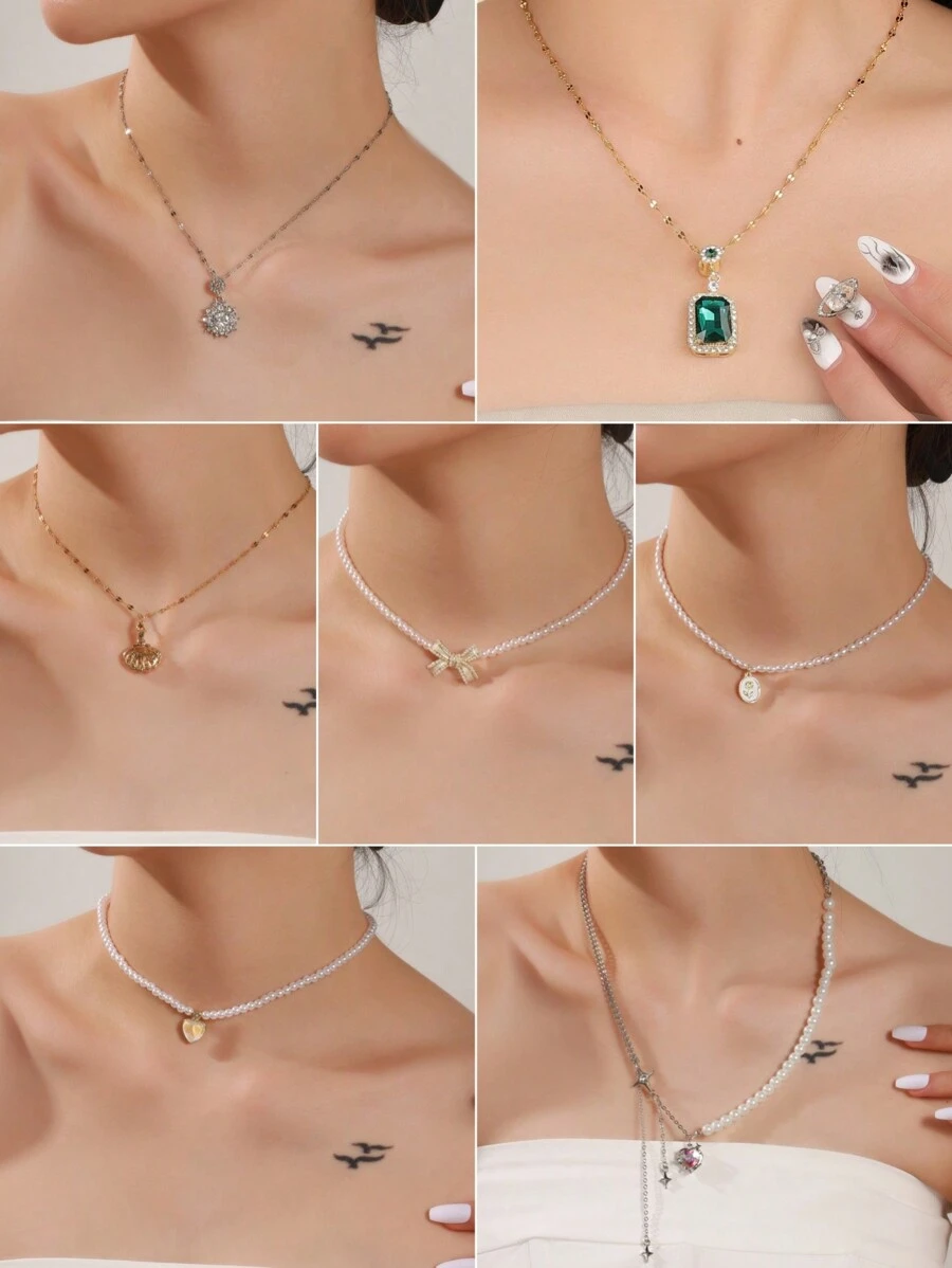 1pc And Fashionable Stainless Steel Pendant Butterfly Necklace - Multicolor - View 1