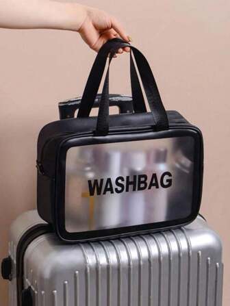 Large Capacity Waterproof Makeup Storage Bag With Clear Portable Design And Double Handles - Perfect For Organizing Cosmetics And Toiletries Make Up Bag