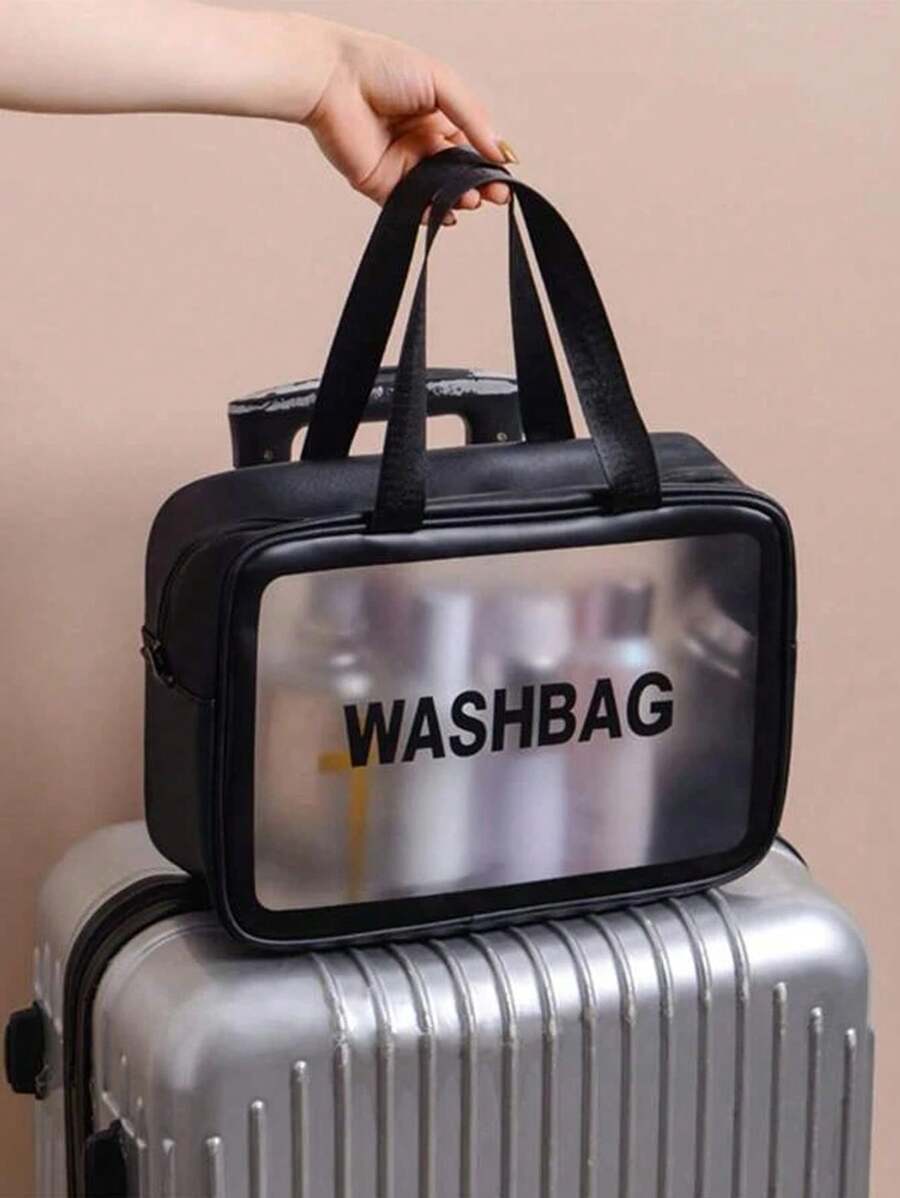 Large Capacity Waterproof Makeup Storage Bag With Clear Portable Design And Double Handles - Perfect For Organizing Cosmetics And Toiletries Make Up Bag