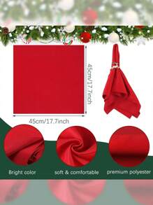 8入組混合裝包括4個聖誕餐巾環和4條紅色餐巾-適用於聖誕節桌面裝飾、晚宴派對