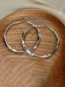 1pair Personalized Fashionable Metal Circle Geometry Design Hoop Earrings