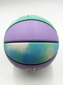 1pc Inflatable Standard Size 7 Pu Basketball, Green & Purple Street Style Ball For Outdoor Exercise - Purple - View 3