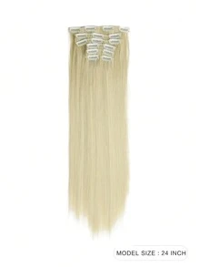 Clip in Hair Extensions, Hair Extensions Thick Long Lace Weft Lightweight Synthetic Hairpieces for Women  Platinum Blonde