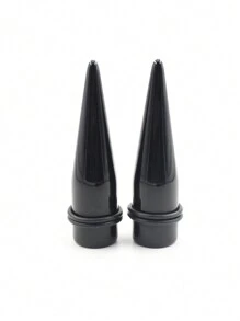 2 Pieces BLACK Color Cone Shaped Ear Expander Ear Taper Plug Stretcher Expander Gauge Acrylic Piercings 6mm-20mm - Black - View 1