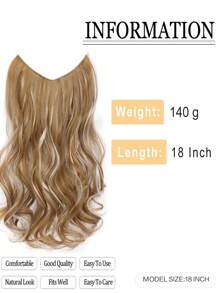26/60A# Hair Extensions Thick Invisible Wire Hair Extension Adjustable Headwidth Size Wavy Curly Long 18 Inches Hairpiece Invisible Wire Hair Extension Short Synthetic Hairpiece - Piano Color - View 2