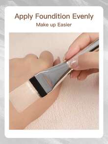 1支超薄平頭化妝刷,適用於粉底、遮瑕、面膜等 - 銀色 - 查看 2