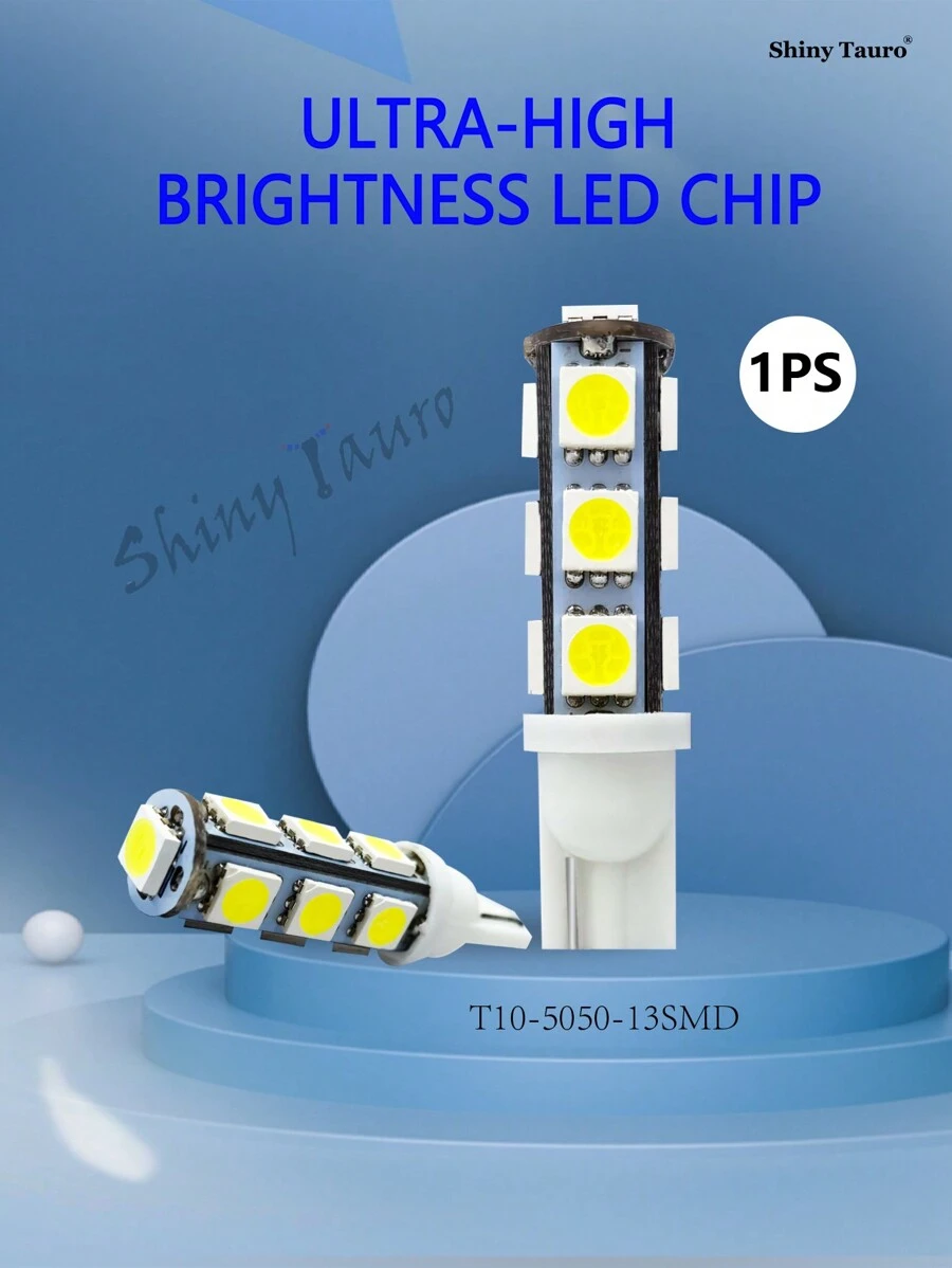 1 Đèn Led Xe Hơi Độ Sáng Cao T10-5050-13smd Cho Màn Hình Hiển Thị Chiều Rộng, Biển Số, Màn Hình Dụng Cụ Và Đèn Xe W5w 12V - trắng - Xem 1