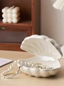 1 Miếng Trắng Vỏ sò Gốm sứ Cái mâm Đối với Đồ trang sức , Chìa khóa , Trang điểm Nhà  Đồ trang trí Đối với , Bàn trang điểm - trắng - Xem 6