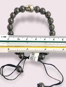Hematite Steel Stone Bracelet With Adjustable Buddha Head 1pc. - 黑色 - 查看 3