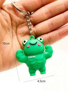 1 Pieza Llavero De Rana Con Músculos Lindo, Regalo De Estudiante De Rana De Fitness - Verde - Ver 2
