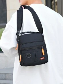 韓版休閒大容量多層防水斜跨包牛津布包男女公務收藏錢包斜揹包單肩包側背包方形包,適合度假旅行必備的學生校園背包,男朋友男性禮物的夏季禮物 - 黑色 - 查看 7