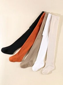 5入組兒童純色連褲襪 - 彩色 - 查看 3