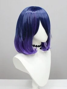 1入組女性動漫遊戲角色cosplay假髮,淡藍色和紫色漸變的直髮13.8英寸帶瀏海合成髮假髮,附帶網帽,適用於動漫配件、化妝舞會、萬聖節、聖誕節、節日派對和嘉年華活動等 - 漸層 - 查看 3