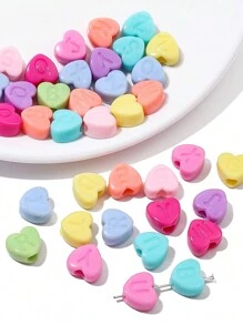 30入組彩色字母心形亞克力珠子,圓形鬆散間距珠子,適用於珠寶製作,手鍊diy,項鍊配件 - 彩色 - 查看 2