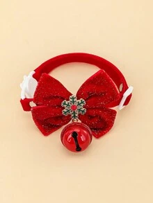 1pc Pet Christmas Bowtie With Bells And Breakaway Buckle, Velvety Bow Knot Design For Dogs And Cats - Multicolor - View 3