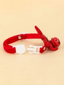 1pc Pet Christmas Bowtie With Bells And Breakaway Buckle, Velvety Bow Knot Design For Dogs And Cats - Multicolor - View 4