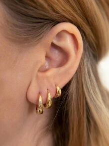 3 pares de pendientes de aro geométricos redondos y abiertos de moda europeos y americanos con círculos y estrellas de aleación de cobre, para mujeres, regalo para festivales y uso diario