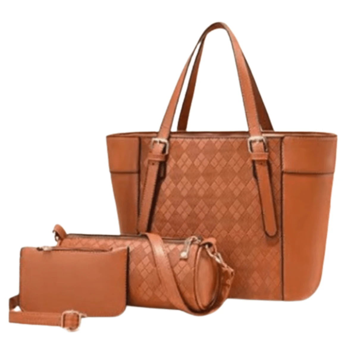 Kit Conjunto De 3  Bolsos Casuales Elegantes - Naranja Quemada - Ver 1