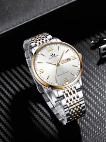 Reloj De Cuarzo Simple De Moda Fourron, Reloj De Acero Inoxidable Con Calendario Luminiscente Resistente Al Agua - Blanco - Ver 4