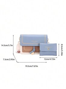 Fashionable Women's Handbag, Versatile New Crossbody Bag, Casual Colorblock Design, Small Square Bag, Wide Strap, Suitable For Party, Date, School, Outdoor Activities, And Makes A Great Gift - Blue and White - View 5