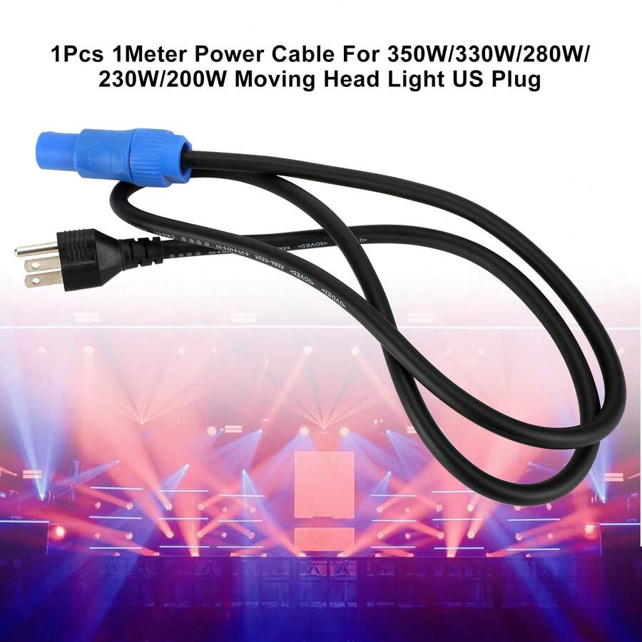 1Pcs 1Meter Power Cable For 350W/330W/280W/230W/200W Moving Head Light US Plug - 黑色 - 查看 1