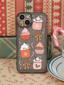 1pc Painted Christmas Gingerbread Man Printed Phone Case Compatible With Iphone - Multicolor - View 1