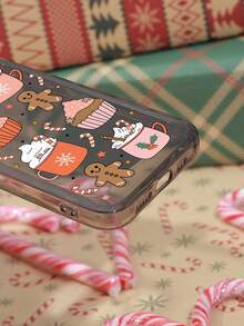 1pc Painted Christmas Gingerbread Man Printed Phone Case Compatible With Iphone - Multicolor - View 3