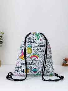1pc Pineapple & Rainbow Print Sports Backpack - Multicolor - View 1