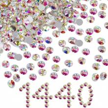 1包/1440個合成水晶白色平背鑲嵌,修復指甲的玻璃人造鑽石寶石,用於衣服鞋子的工藝裝飾