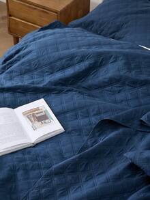 Bedsure Mother's Day Quilt Set, Modern Geometric Stitched Pattern, Ultra Soft And Lightweight, 1 Quilt And 2 Pillow Shams(Twin Only Have 1 Pillow Sham), For Spring Decor, Wedding Decor, Easter Decor, Room Decor, Home Decor - 11-Navy-Diamond - 查看 6
