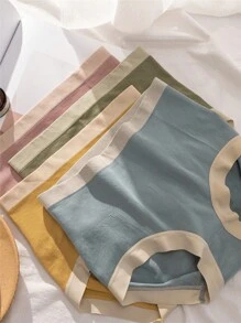 6 pièces/paquet Culotte Couleur Mixte Femme Sans Couture Triangulaire , Taille Haute Push-Up