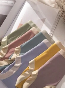 6 pièces/paquet Culotte Couleur Mixte Femme Sans Couture Triangulaire , Taille Haute Push-Up