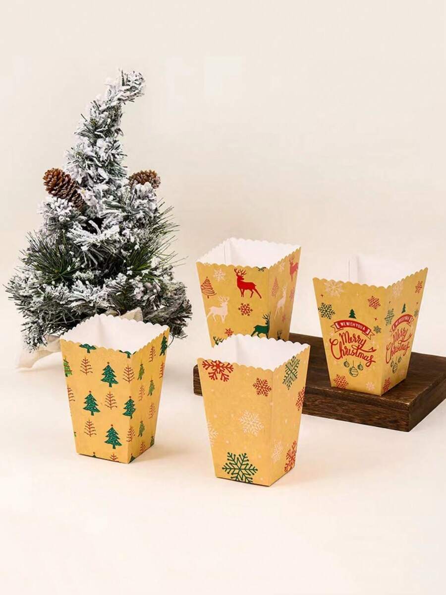 8入組聖誕/新年派對小禮物盒,設計成聖誕樹、雪人、馴鹿、糖果、爆米花
