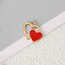 10入組合金滴油心與心diy珠寶配件吊墜