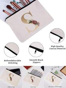 化妝包 女士化妝包 錢包 姓名縮寫 字母圖案 盥洗用品收納袋 婚禮派對盥洗包 拉鍊手機袋 鉛筆袋 化妝包 手拿包 伴娘化妝袋 盥洗用品收納袋 化妝包 老師禮物