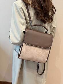 Fashionable, Simple, Solid Color, Khaki, Vintage Women's Bag, Autumn And Winter, New Handbag, Casual Versatility, Commuting Backpack - Khaki - View 6