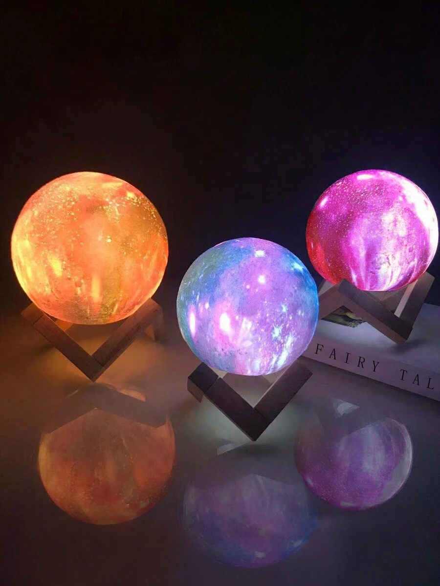 1 Pieza 12 Cm Lámpara De Cielo Estrellado Multicolor, Luz Led De Noche De Luna Y Galaxia Para Decoración De La Sala De Estar, Dormitorio Y Mesita De Noche