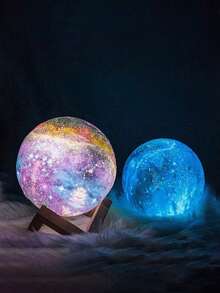 1 Pieza 12 Cm Lámpara De Cielo Estrellado Multicolor, Luz Led De Noche De Luna Y Galaxia Para Decoración De La Sala De Estar, Dormitorio Y Mesita De Noche - Multicolor - Ver 6