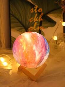 1 Pieza 12 Cm Lámpara De Cielo Estrellado Multicolor, Luz Led De Noche De Luna Y Galaxia Para Decoración De La Sala De Estar, Dormitorio Y Mesita De Noche - Multicolor - Ver 7