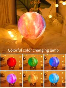 1 Pieza 12 Cm Lámpara De Cielo Estrellado Multicolor, Luz Led De Noche De Luna Y Galaxia Para Decoración De La Sala De Estar, Dormitorio Y Mesita De Noche - Multicolor - Ver 9