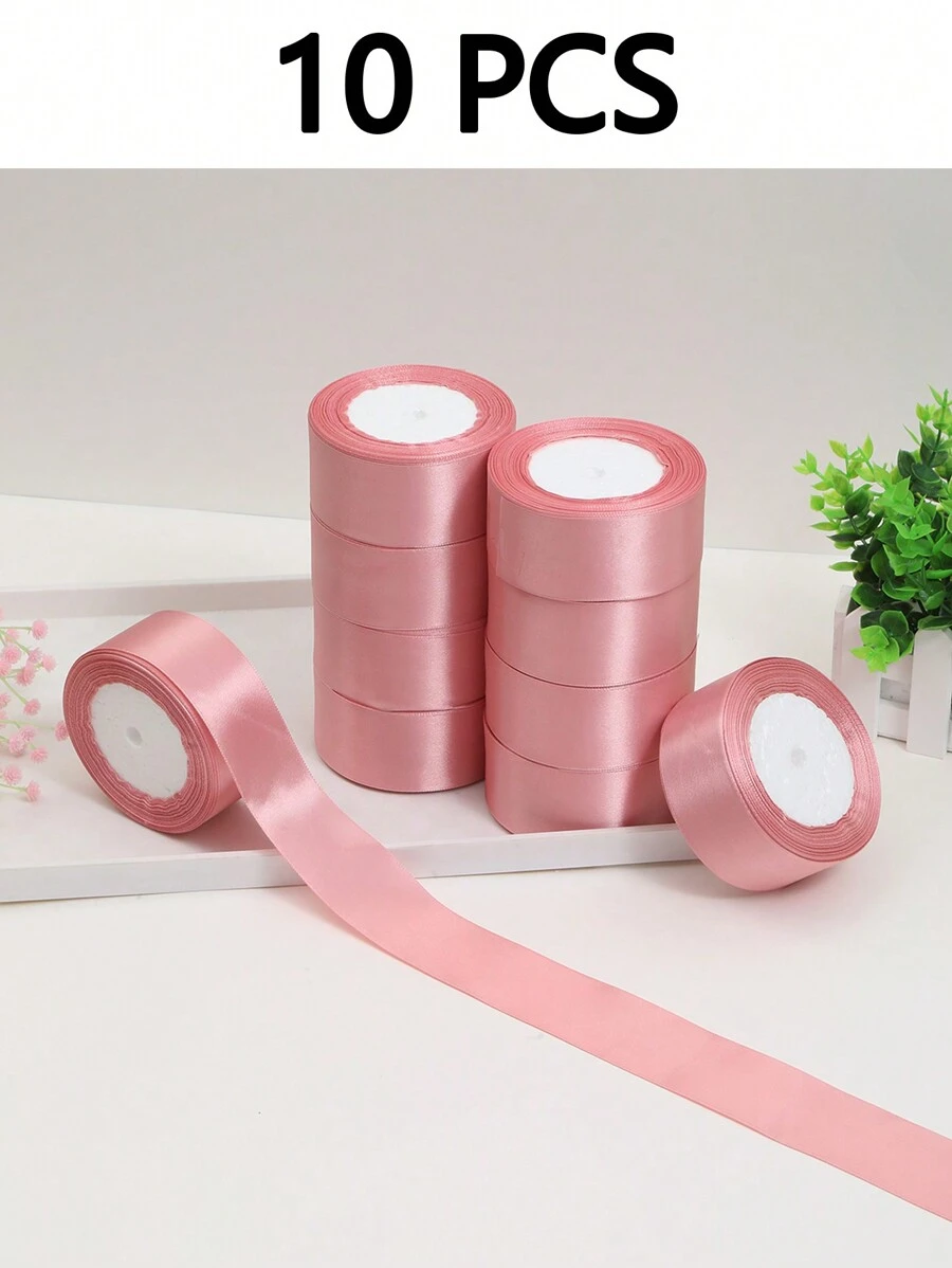 10 cuộn ruy băng lụa, ruy băng satin gói quà, vật liệu thủ công DIY, trang trí tiệc cưới, sinh nhật, gói quà Ngày của Mẹ, nhiều màu sắc chất lượng cao - Bụi tím - Xem 1