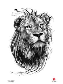 1 pieza Tatuaje temporal de león genial, calcomanía de tatuaje de león feroz para el brazo, la pierna, el pecho, tatuaje falso resistente al agua y vívido adecuado para hombres y mujeres - Negro - Ver 7